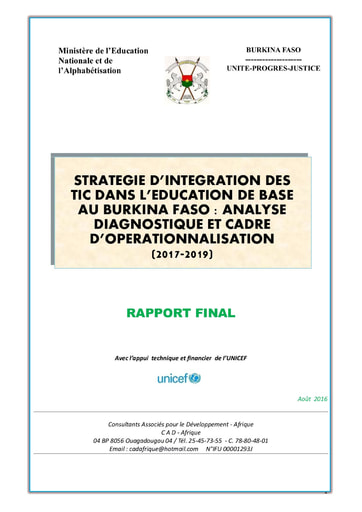 606 Min Educa 2016 Stratégie d’intégration TIC  BF