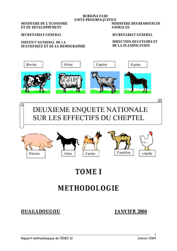 113 INSD MRA 2004 Deuxième enquête nationale  cheptel Tome méthodologie BF