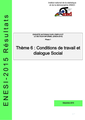 116 INSD 2016 ENESI 2015 Phase1 Thème6 Condition de travail et dialogue social BF