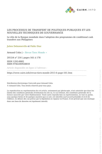 304 Debonneville  Diaz 2013 Les processus transfert  polit publiq  rôle  Banque