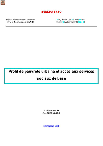 78 INSD 1998 Profil de pauvreté urbaine accès aux servic BF