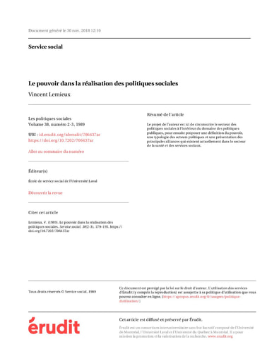 352 Lemieux 1989 Le pouvoir dans la réalisation politiq  sociales