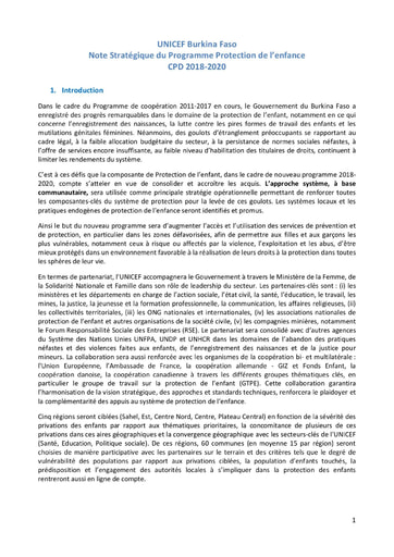 467 UNICEF 2018 Note Stratégiq  Programme Protection de l’enfance CPD 2018 2020