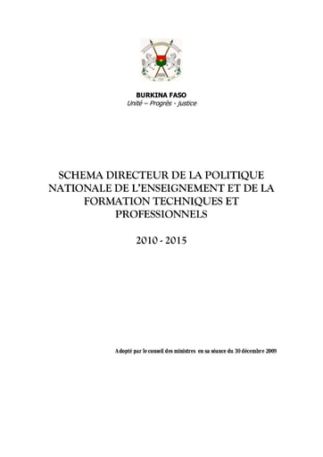 590 Burkina Faso 2009 Schéma directeur professionnels 2010 2015