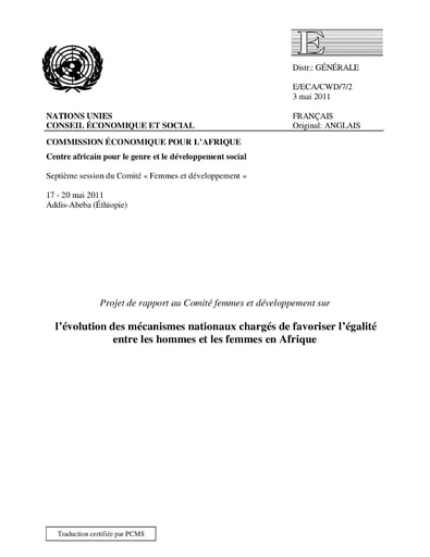 195 Nations unies conseil écono social 2011 Projet rapport  comité femmes