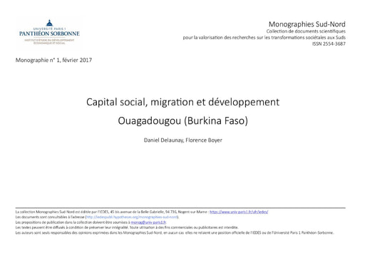 228 Delaunay Boyer 2017 Capital social migration dévelop Ouaga BF