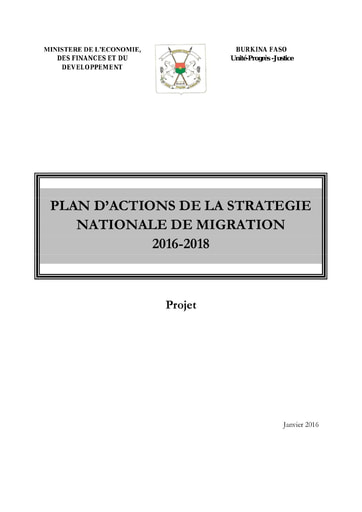 605 Min Econo 2016 PA  stratégie nationale migration  2016 2018 BF