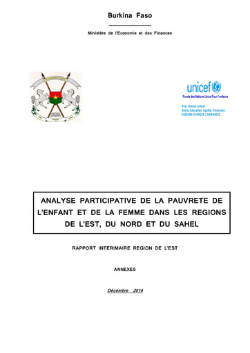 657 Min Econo 2014  Analyse particip  régions de Est du Nord et du Sahel BF Est  Annexes