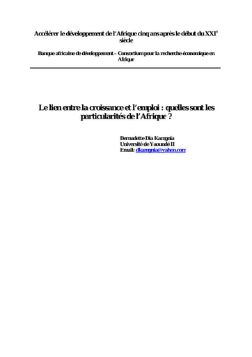 114 Kamgnia lien entre croissance emploi particularités Afrique