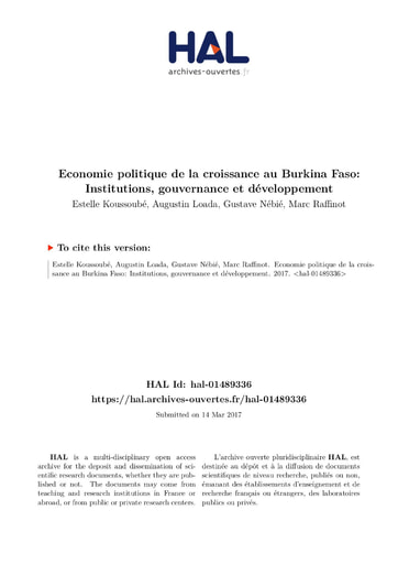 347 Koussoubé et al 2015 Econ politiq  croissanc BF Institutions gouvern dévelop