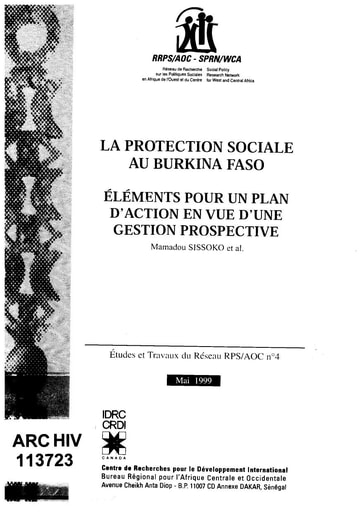 463 Sissoko  al 1999 La protection sociale BF éléments PA d'une gestion prospective