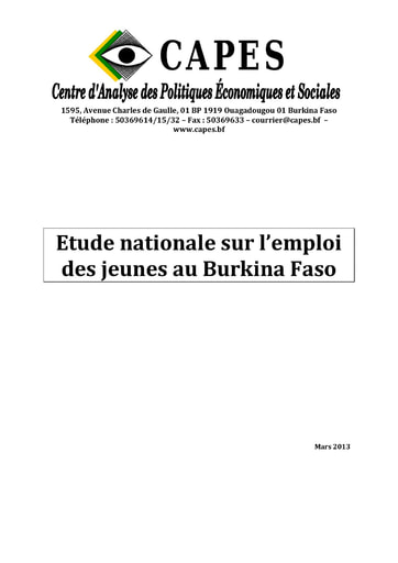 98 CAPES 2013 Etude nationa emploi jeunes BF