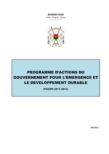 538 Burkina Faso 2011 Programme d’Action Gouvernement