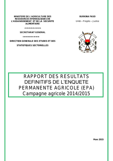 110 Min agriculture MARHASA 2015 EPA campagne agricole 2014 2015 BF