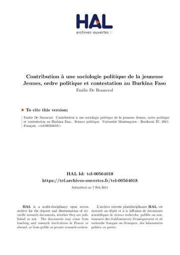 436 De Bonneval 2011 Contribution  sociologie politique BF