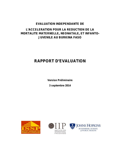 126 ISSP IIP Johns Hopkins 2014 Evaluation indépendante de l’accélération  BF