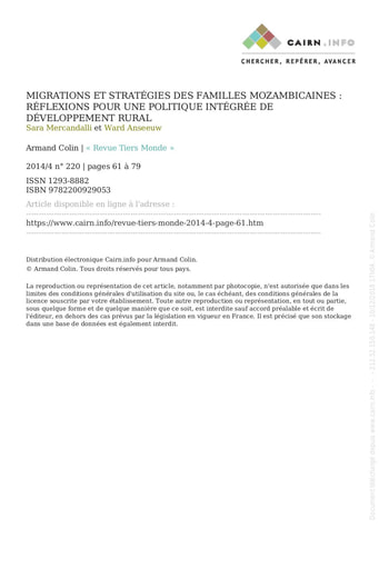 239 Mercandalli Anseeuw 2014 Migrations stratégies  familles mozambicaines