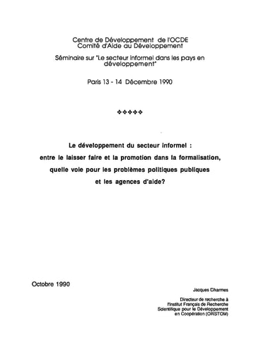 99 OCDE 1990 Le dévelop secteur informel le laisser faire