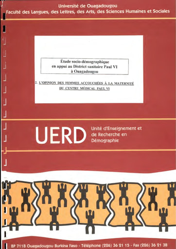 137 UERD actuel ISSP 1997 Etude socio démographique  District sanitaire Paul VI