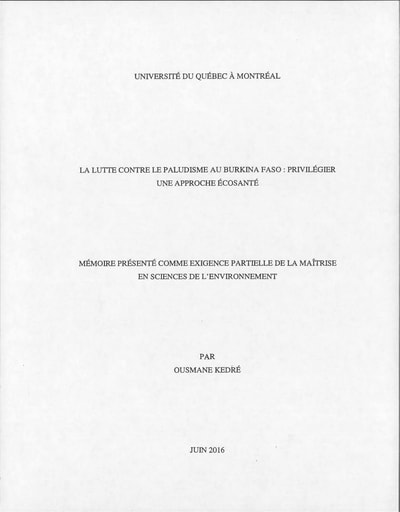 495 Kedré 2016 La lutte contre le paludisme BF  privilégier approche écosanté