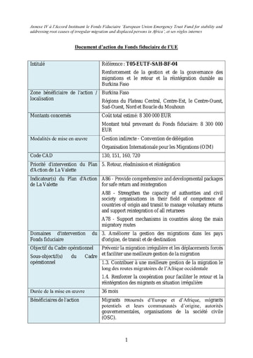 255 Union Européenne 2017 Renforcement  gestion migrations retour BF