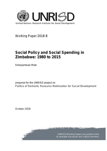 357 Mate 2018 Social Policy Social Spending  Zimbabwe 1980 to 2015