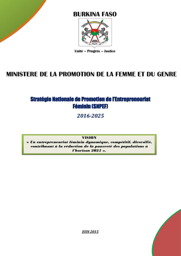 572 Min Promo Femme 2015 Stratégie National SNPEF 2016 2025 BF