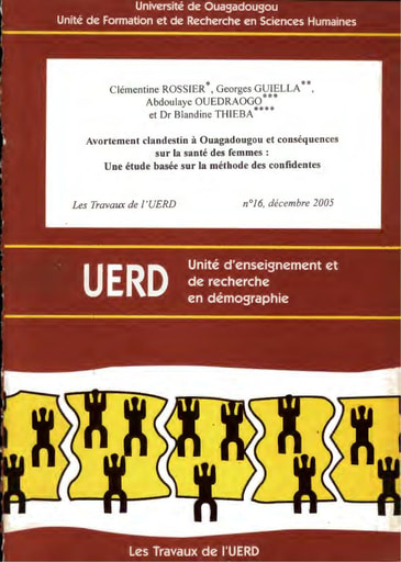 130 UERD actuel ISSP 2005  Avortement clandestin Ouaga Travaux UERD n° 16