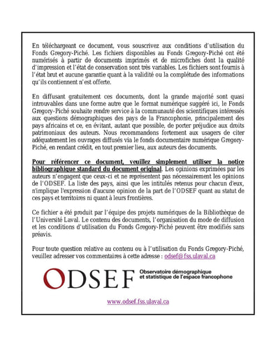 47 INSD 1984 Enquête post censitaire 1976 Fécondité des femmes voltaïques