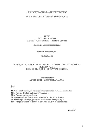 390 Sanfo 2010 Politiq publiq agricoles lutte contre la pauvreté BF