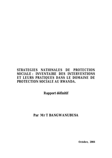 427 Bangwanubusa 2004 Stratégie nationales protection sociale  Rwanda