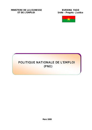 565 Min Jeunes 2008  Politiq Nationale Emploi (PNE) BF