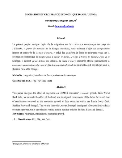 253 Senou 2017 Migration  croissance économique UEMOA