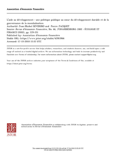 392 Severino Jacquet 2002 L'aide  développ une politiq cœur du développ