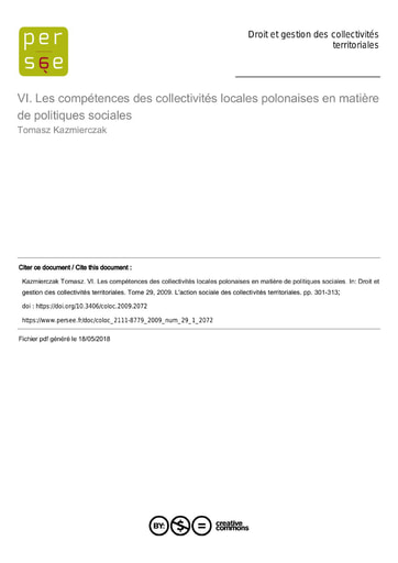 343 Kazmierczak 2009 Les compétences collectivités locales polonaises