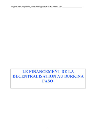 636 Min Econo 2014 Coopéra Dévelop financement décentralisation BF