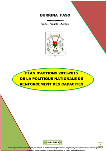 589 Burkina Faso 2013 Plan d’actions 2013 2015