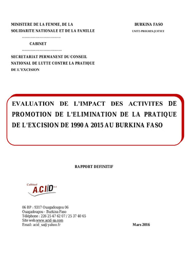 709 Min  Femme 2016 Evaluation impact activités  élimination  excisicion BF