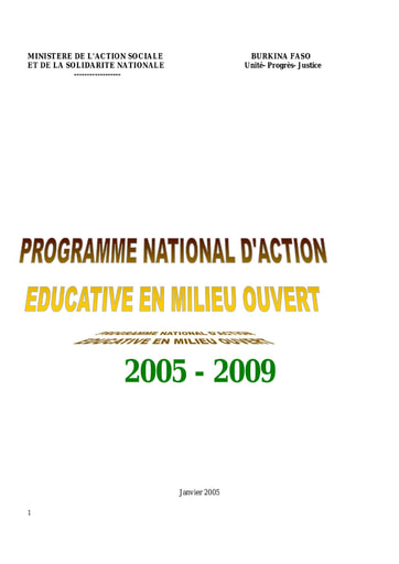 597 Min Action Sociale 2005  Program national  milieu ouvert 2005 2009 BF