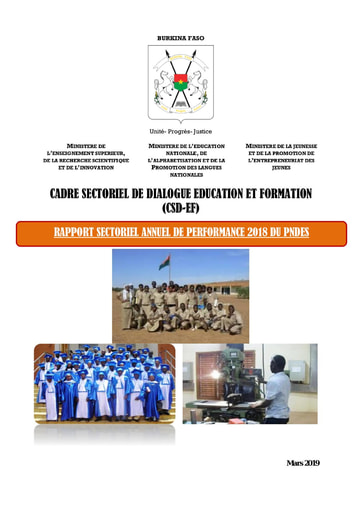 703 Min Enseign Educa 2019 Rapport sectoriel annuel  performan  2018  PNDES BF