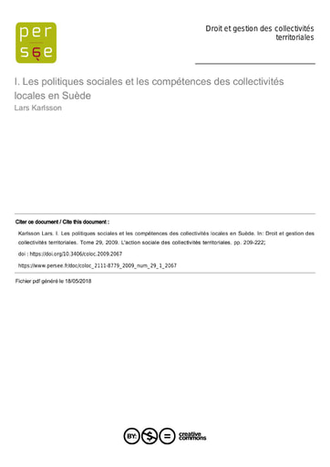 342 Karlsson 2009 Les politiq  sociales  compétences  collectivités Suède