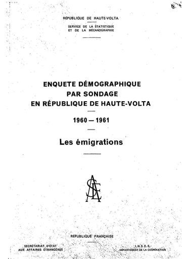 48 Service statistique mécanographie Enquête Démo sondage 1960 1961 Les émigrations