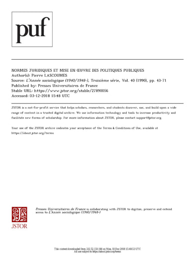 349 Lascoumes 1990 Normes juridiques œuvre  politiq  publiq