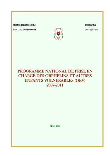 603 Min Action Sociale 2006 Program national prise orphelins BF