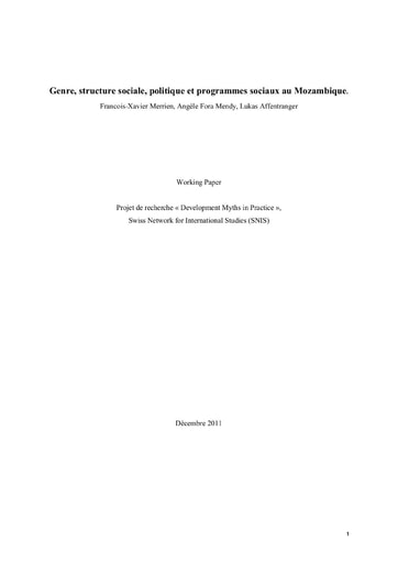 182 Merrien et al 2011 Genre  structure sociale politiq Mozambique