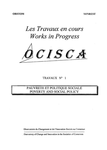 378 ORSTOM 1995 Les travaux  cours  pauvreté et politiq sociale travaux n°1