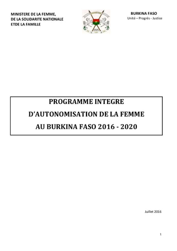 591 Min Action Sociale 2016 Program  intégré auton fem  2016 2020 BF