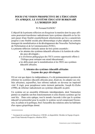 84 Sanou 2006 une vision prospective  système éduc burkinabè  2025