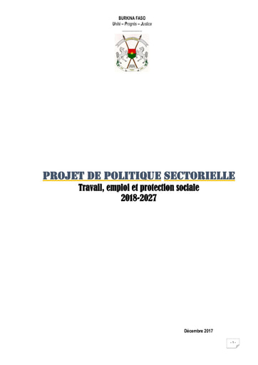 569 Min  Jeune 2017 Projet politiq sectorielle travail protection sociale 2018 2027 Bf