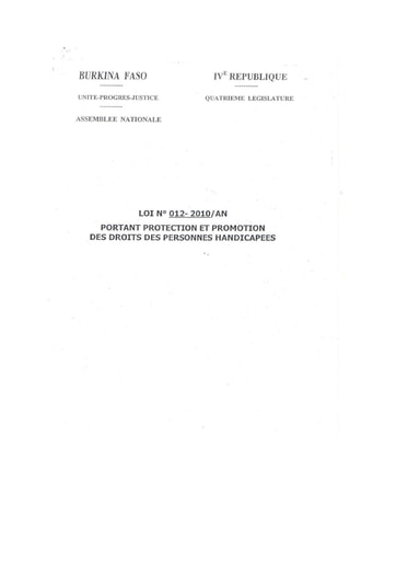 741 Décret n° 2012 212 PRES promulguant  portant droits person handicapé BF